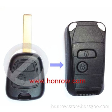 New Arrived Peugeot 2 button modified folding remote key blank with 407 HU83 Blade